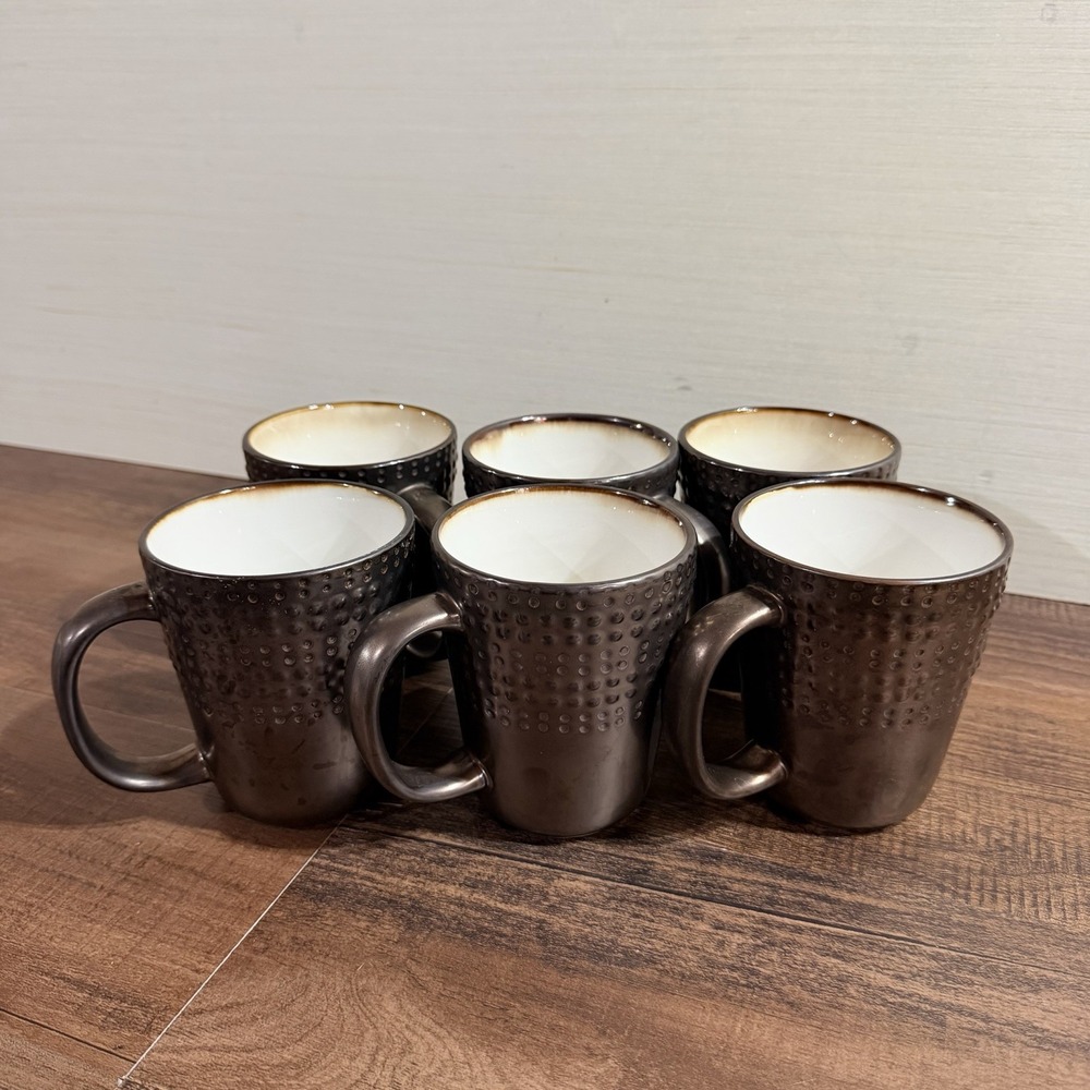 Threshold ROYAL ABBEY Mugs / Coffee Cups * Set of 6* Excellent 4 1/2" Stoneware